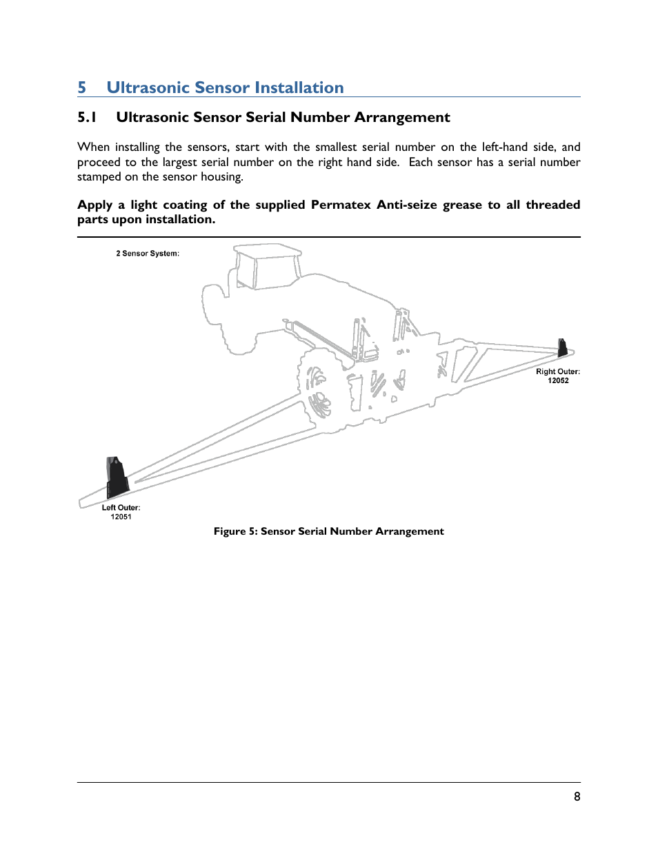 5 ultrasonic sensor installation, 1 ultrasonic sensor serial number arrangement | NORAC UC4.5-BC-FT3 User Manual | Page 11 / 33