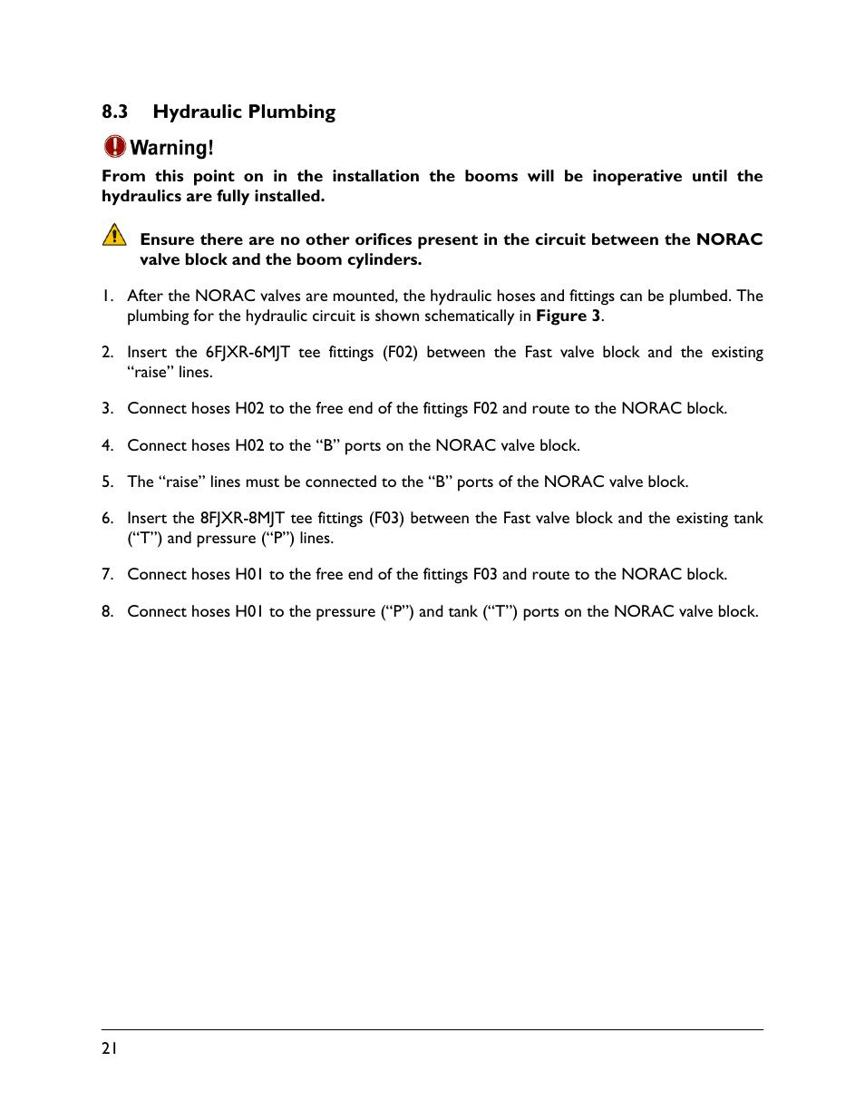 3 hydraulic plumbing | NORAC UC4.5-BC-FT3 User Manual | Page 24 / 33