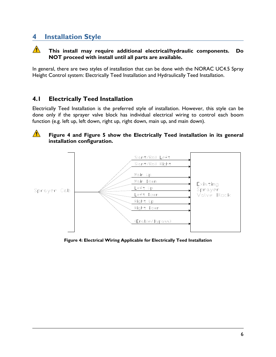 4 installation style, 1 electrically teed installation | NORAC UC4.5-BC-GN1 User Manual | Page 9 / 38