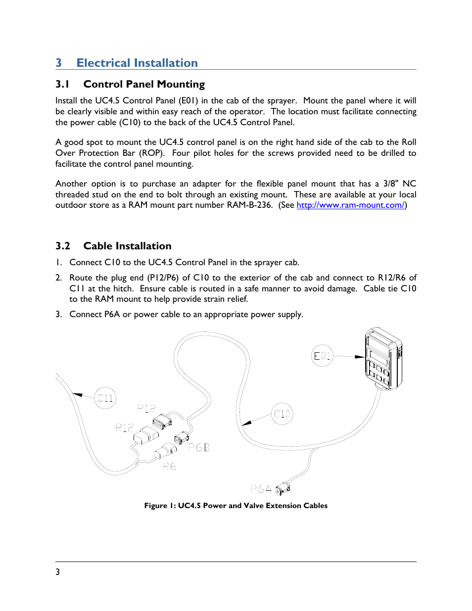 3 electrical installation, 1 control panel mounting, 2 cable installation | NORAC UC4.5-BC-GN2 Part 2 User Manual | Page 6 / 11