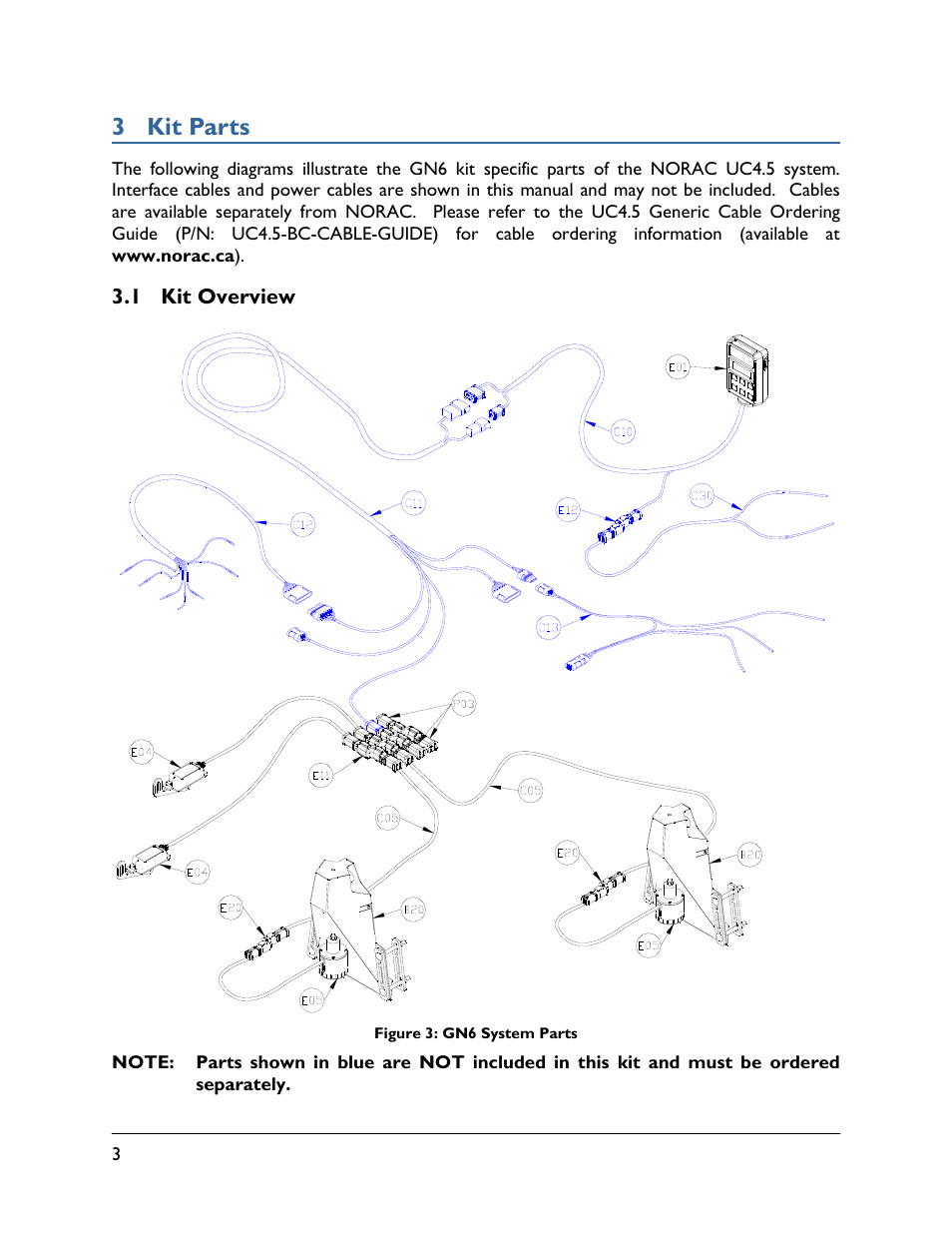 3 kit parts, 1 kit overview | NORAC UC4.5-BC-GN6 User Manual | Page 6 / 22