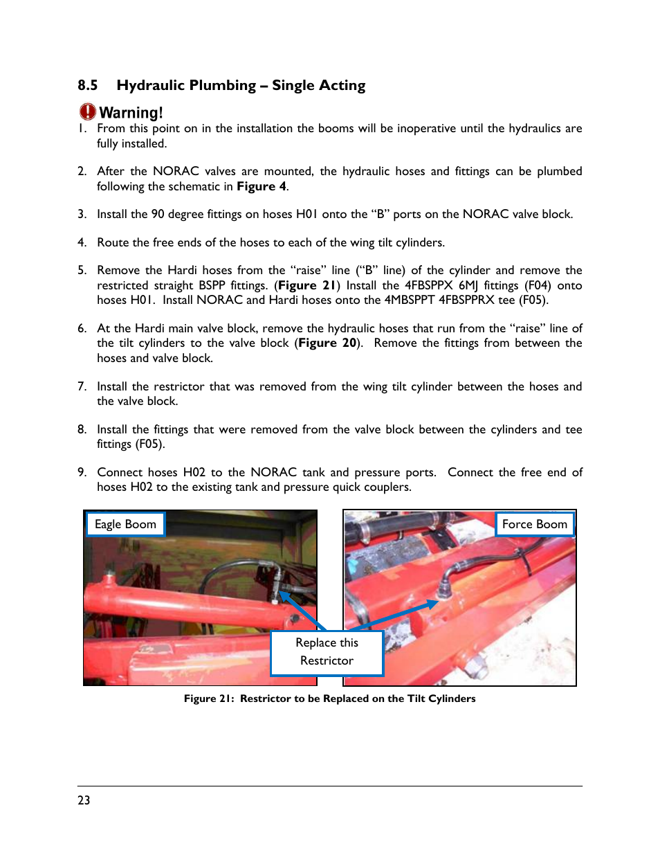 5 hydraulic plumbing – single acting | NORAC UC4.5-BC-HD1 User Manual | Page 26 / 32