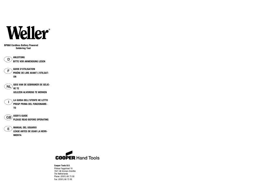 Cooper Bussmann CORDLESS BATTERY POWERED BP860 User Manual | 9 pages