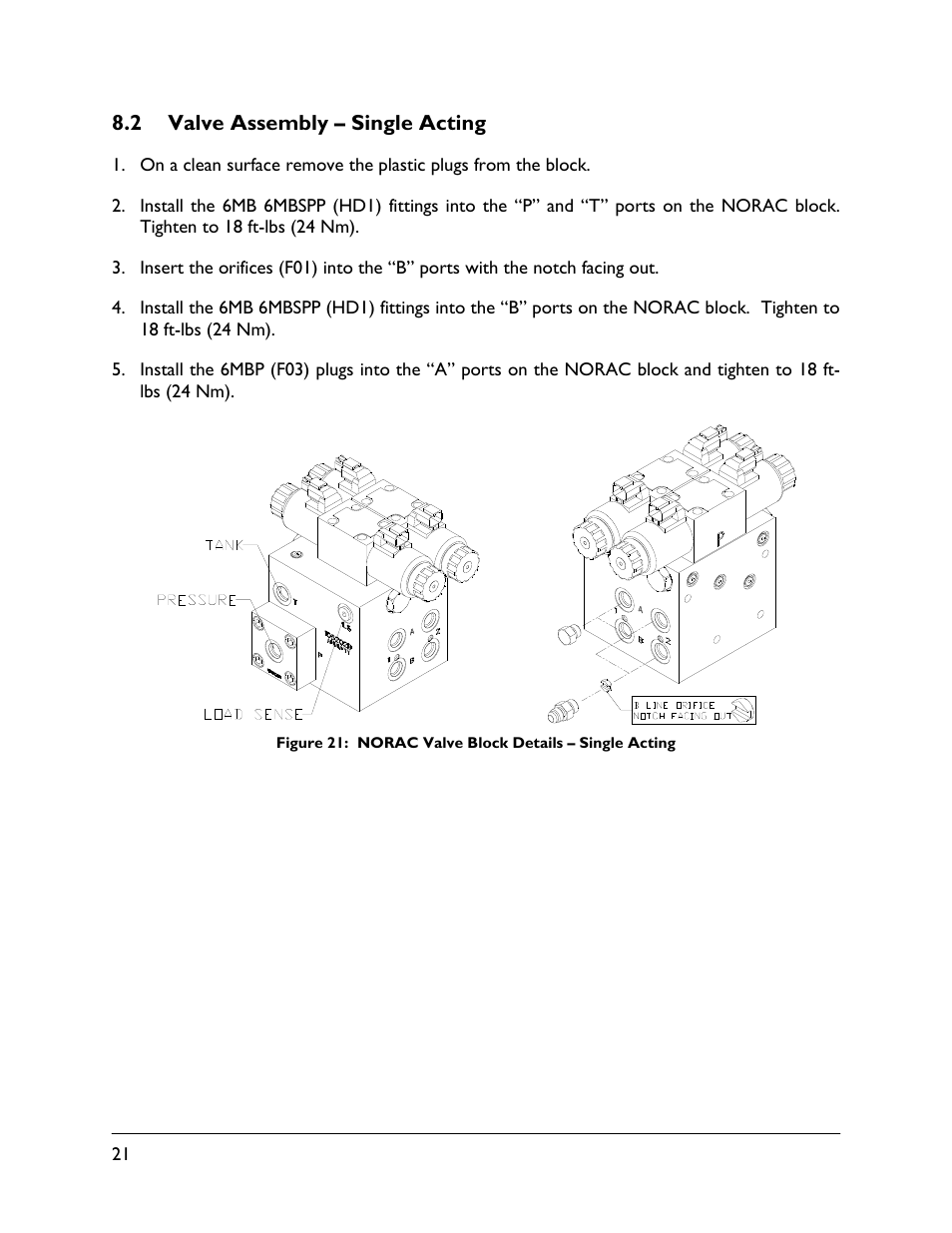 2 valve assembly – single acting | NORAC UC4.5-BC-HD3 Part 1 User Manual | Page 24 / 36