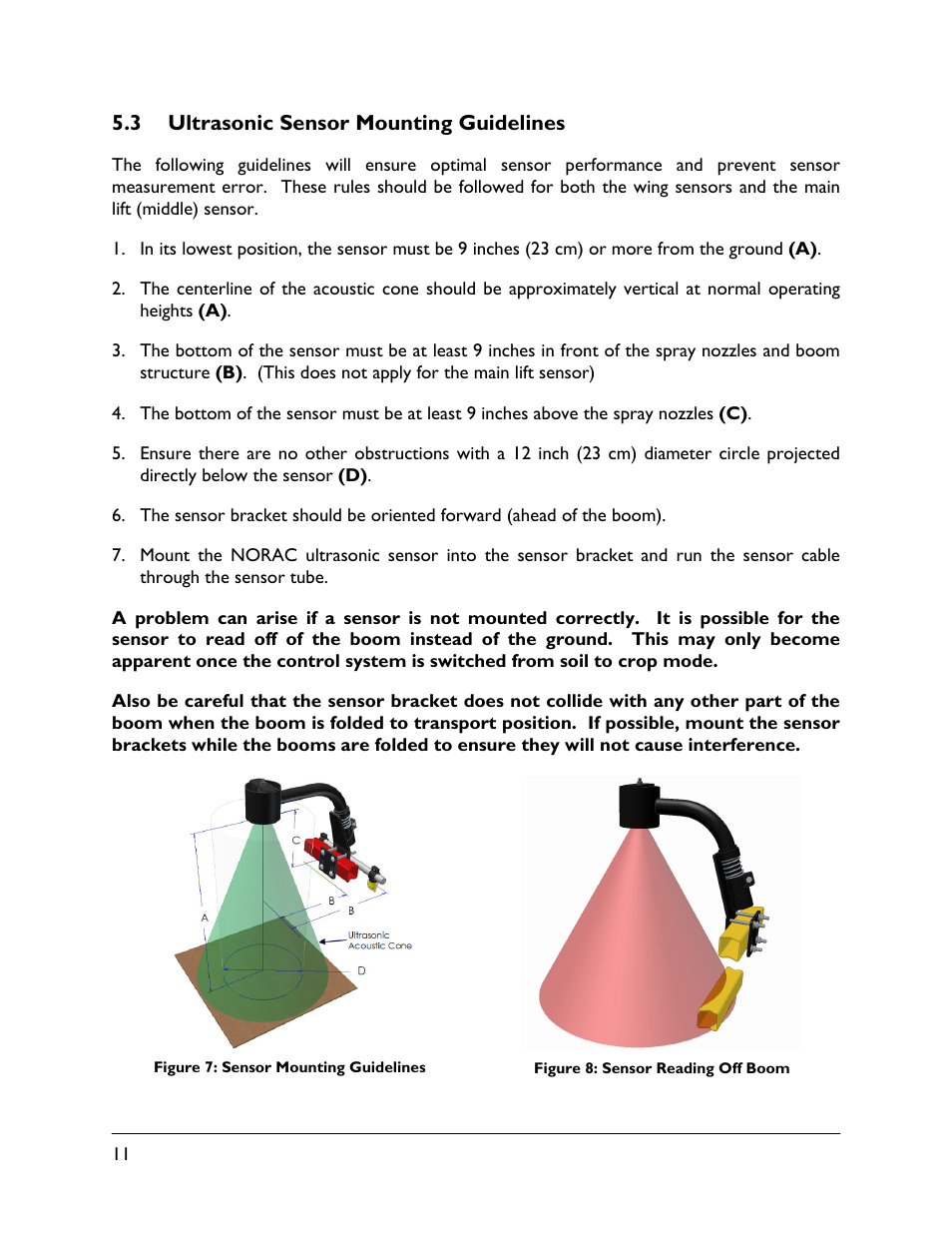 3 ultrasonic sensor mounting guidelines | NORAC UC4.5-BC-HD4 Part 1 User Manual | Page 14 / 45