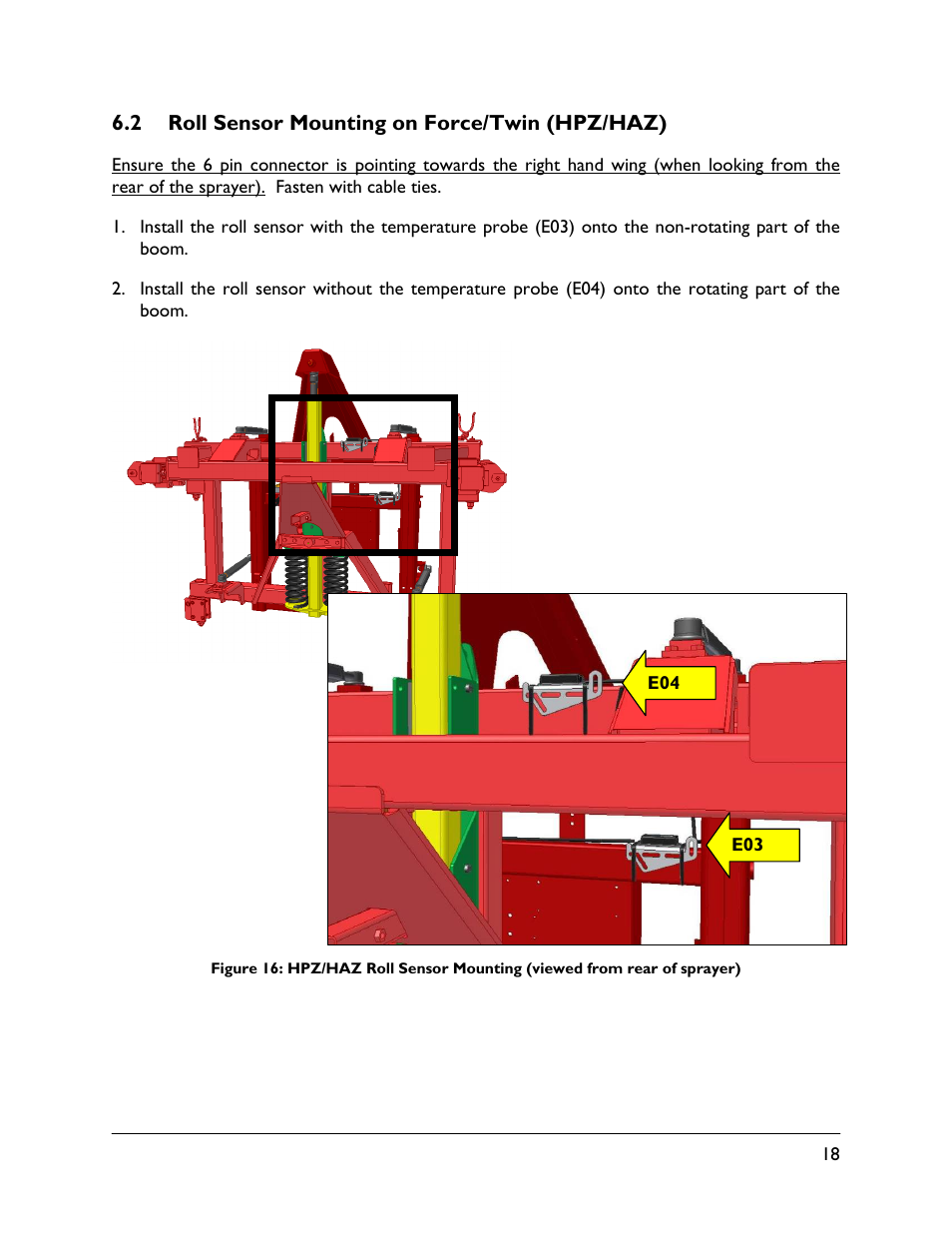 2 roll sensor mounting on force/twin (hpz/haz) | NORAC UC4.5-BC-HD4 Part 1 User Manual | Page 21 / 45