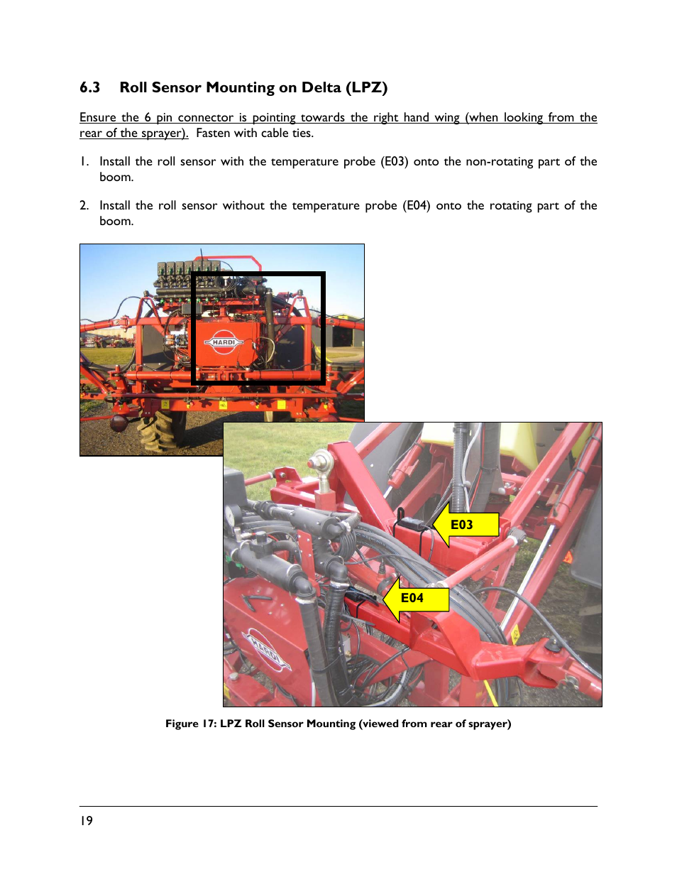 3 roll sensor mounting on delta (lpz) | NORAC UC4.5-BC-HD4 Part 1 User Manual | Page 22 / 45