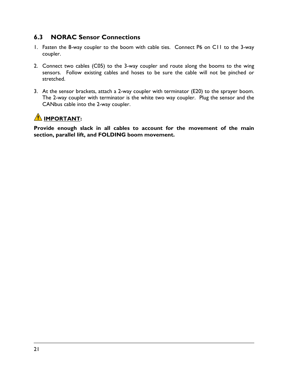 3 norac sensor connections | NORAC UC4.5-BC-HD5 Part 1 User Manual | Page 24 / 31