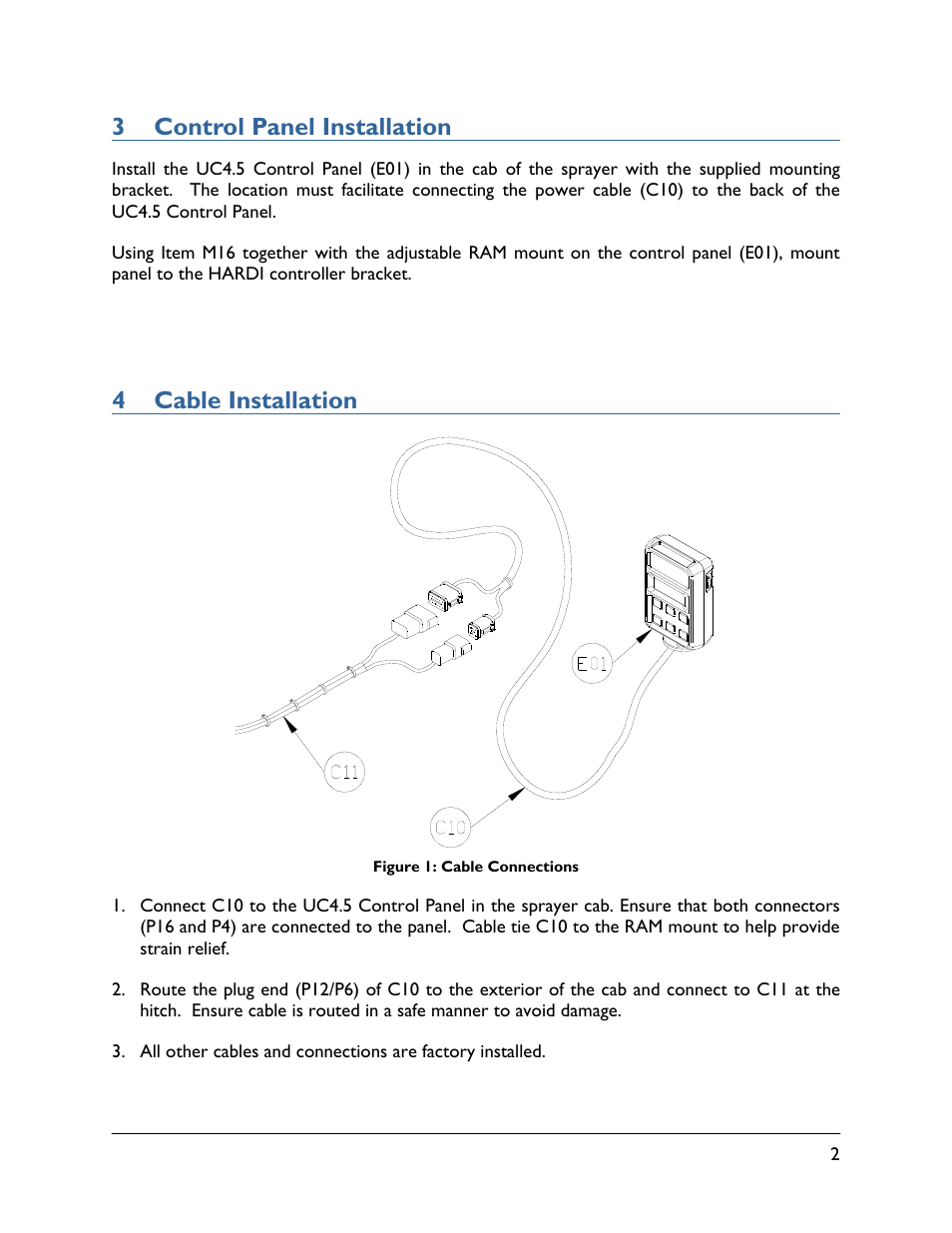 3 control panel installation, 4 cable installation | NORAC UC4.5-BC-HD5 Part 2 User Manual | Page 5 / 10