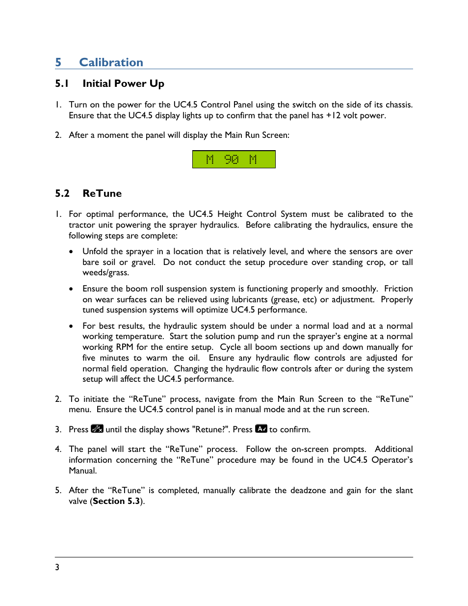 5 calibration, 1 initial power up, 2 retune | NORAC UC4.5-BC-HD5 Part 2 User Manual | Page 6 / 10