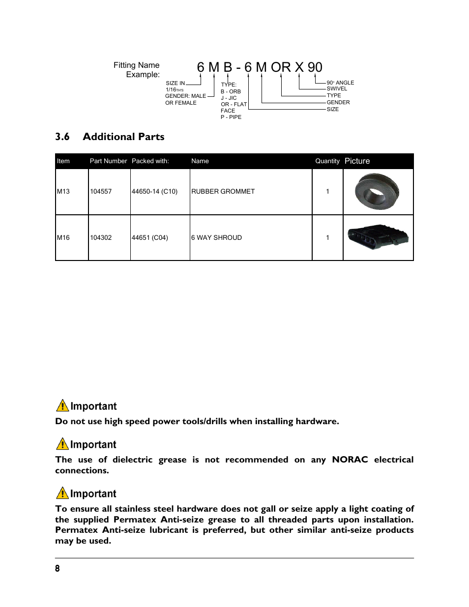6 additional parts, 6 m b - 6 m or x 90 | NORAC UC4.5-BC-JD6 User Manual | Page 10 / 37