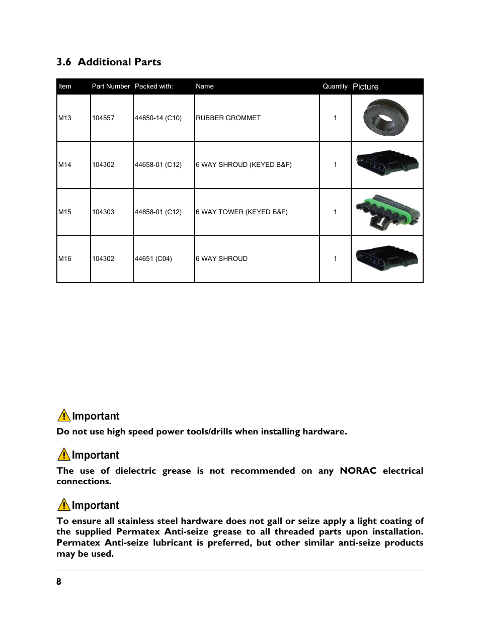 6 additional parts | NORAC UC4.5-BC-JD7 User Manual | Page 10 / 42