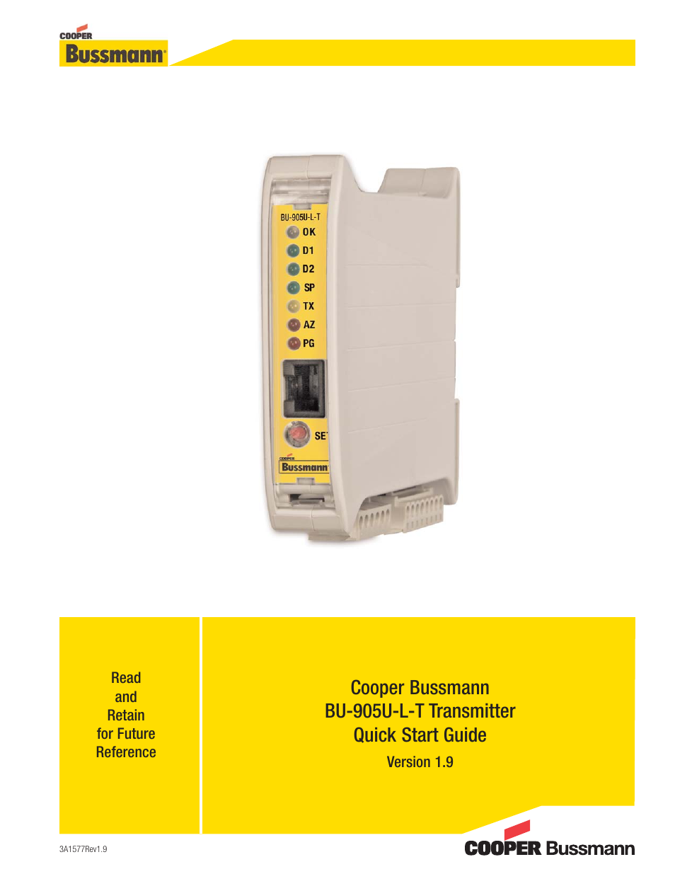 Cooper Bussmann BU-905U-L-T User Manual | 8 pages