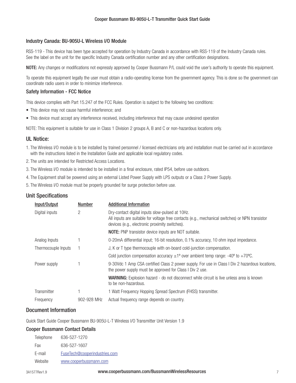 Cooper Bussmann BU-905U-L-T User Manual | Page 7 / 8
