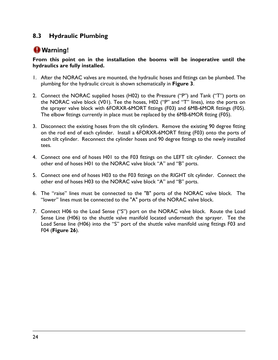 3 hydraulic plumbing | NORAC UC4.5-BC-JD8 User Manual | Page 26 / 35