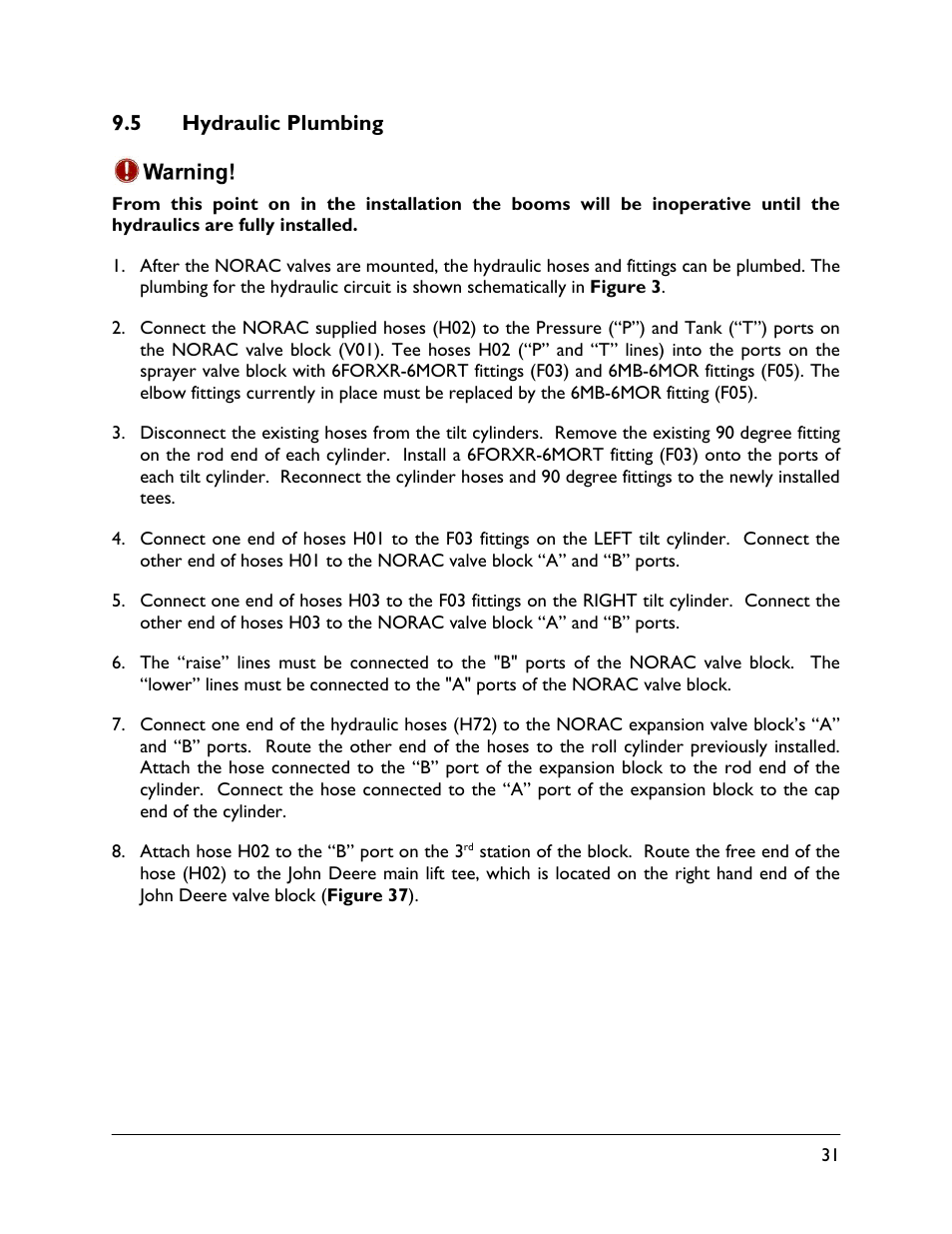 5 hydraulic plumbing | NORAC UC4.5-BC-JD8A User Manual | Page 33 / 46