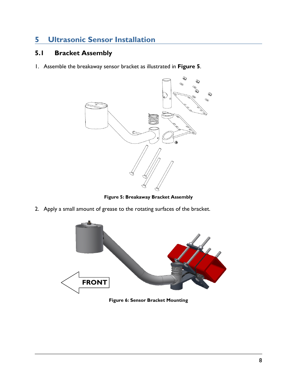 5 ultrasonic sensor installation, 1 bracket assembly | NORAC UC4.5-BC-MC1 User Manual | Page 11 / 31