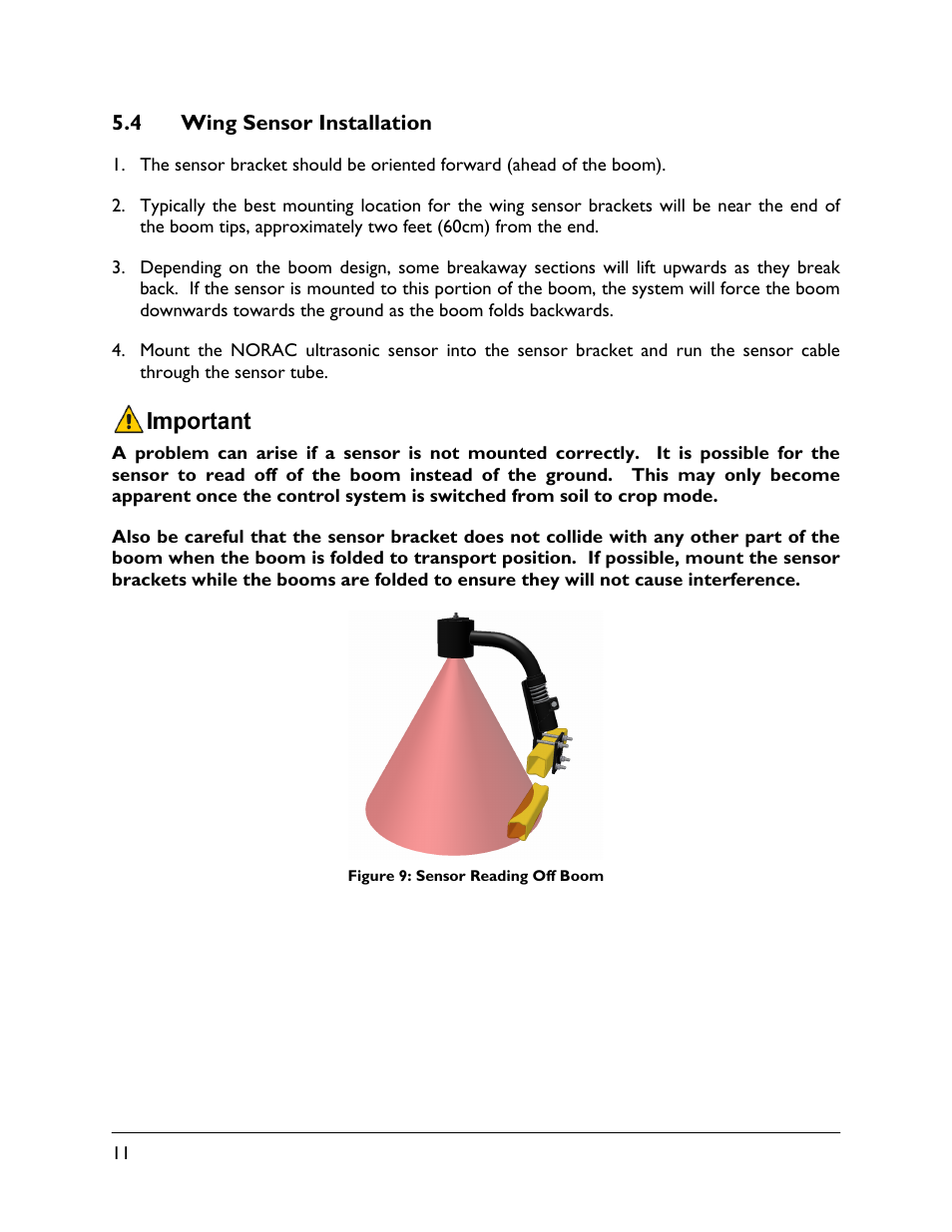 4 wing sensor installation | NORAC UC4.5-BC-MC1 User Manual | Page 14 / 31