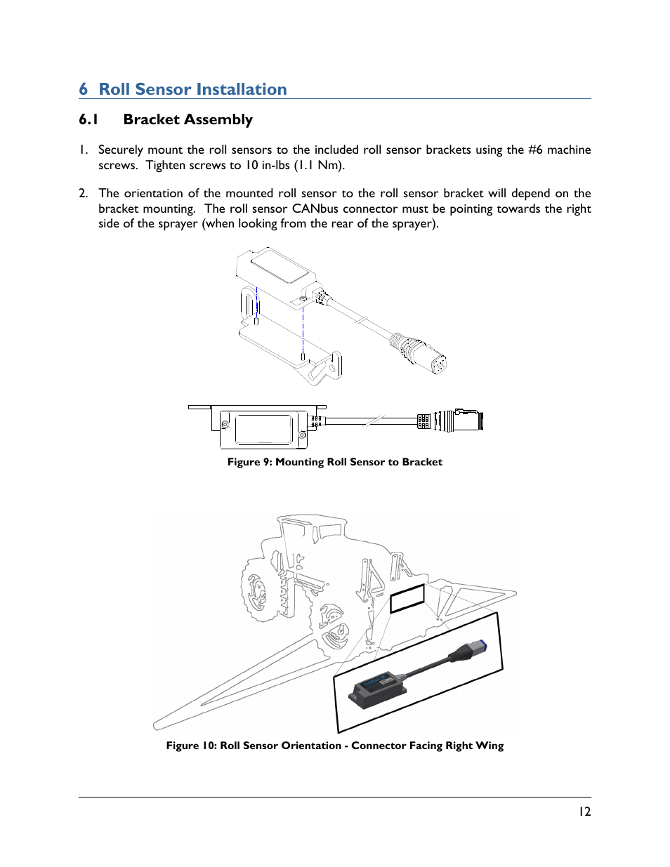 6 roll sensor installation, 1 bracket assembly | NORAC UC4.5-BC-MC2 User Manual | Page 15 / 31