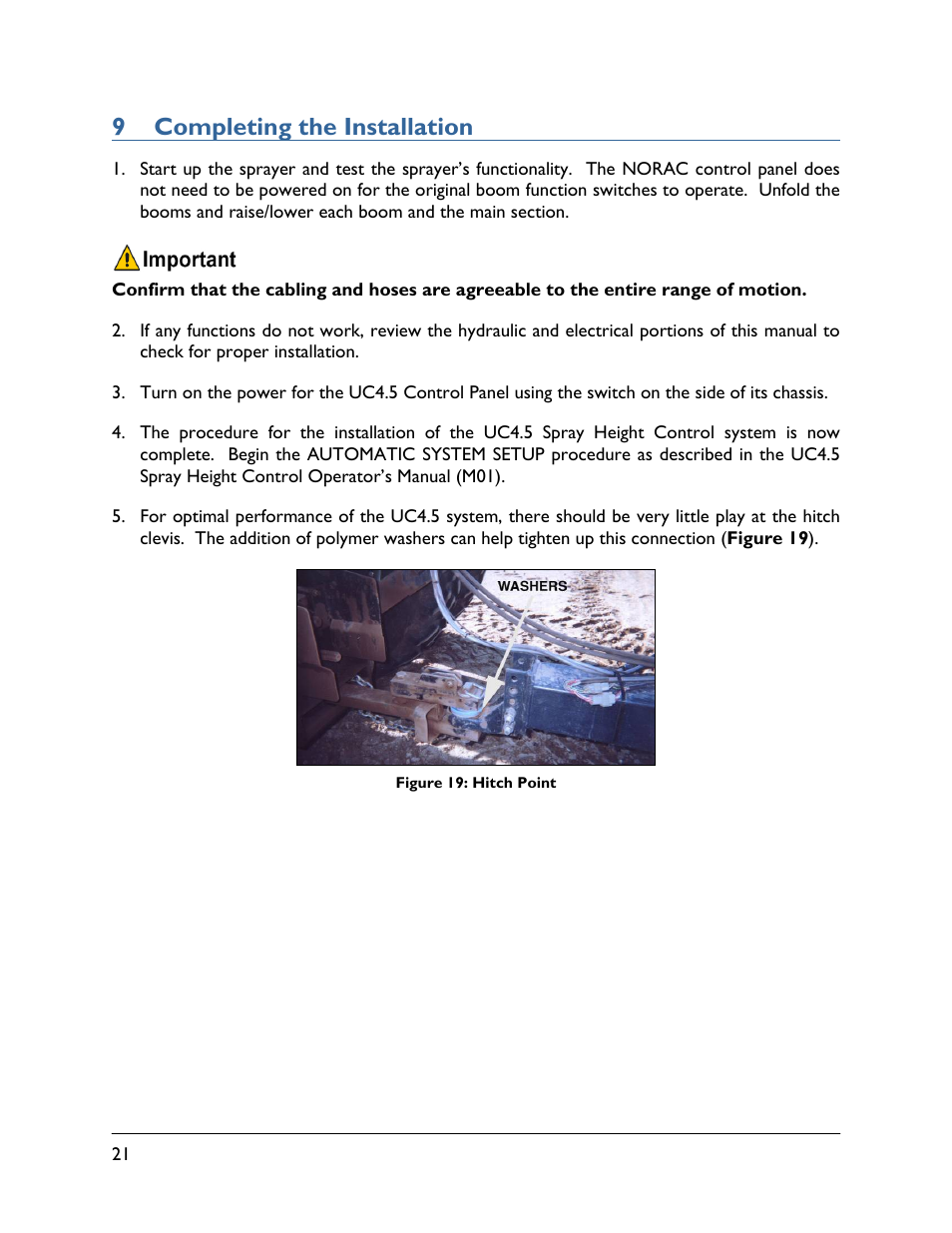 9 completing the installation | NORAC UC4.5-BC-MS1 User Manual | Page 24 / 32