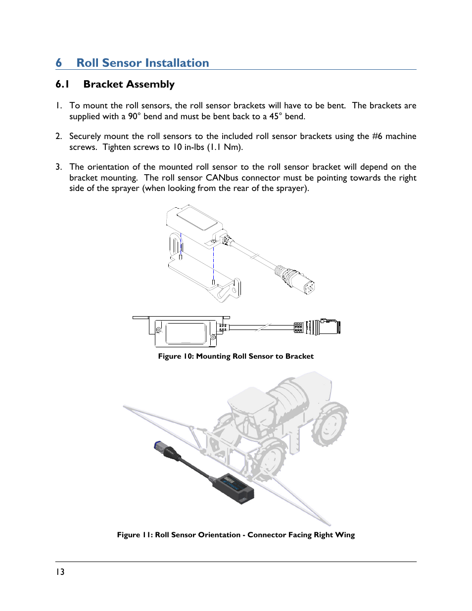 6 roll sensor installation, 1 bracket assembly | NORAC UC4.5-BC-NT3 User Manual | Page 16 / 31