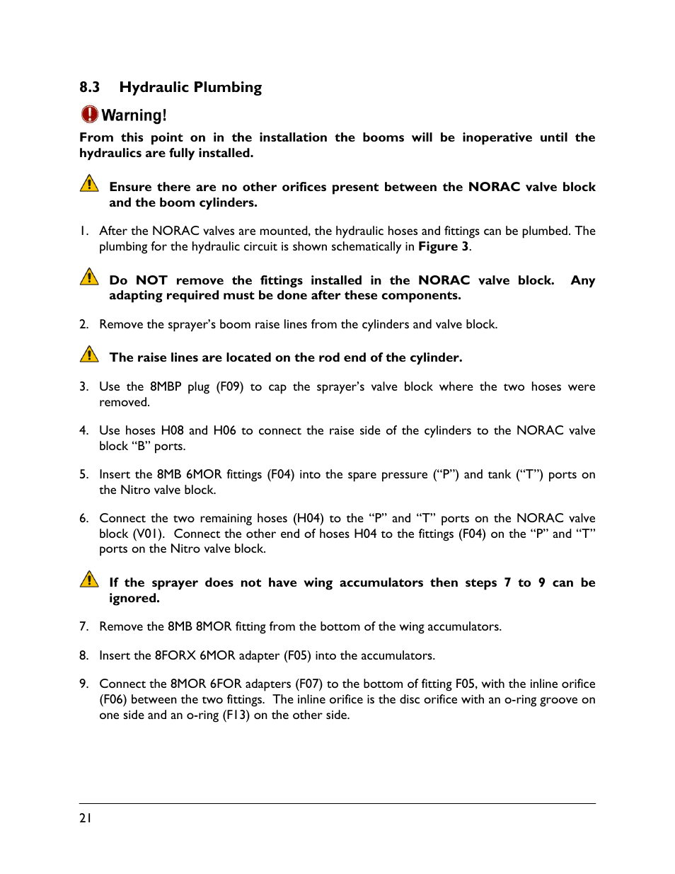 3 hydraulic plumbing | NORAC UC4.5-BC-NT3 User Manual | Page 24 / 31