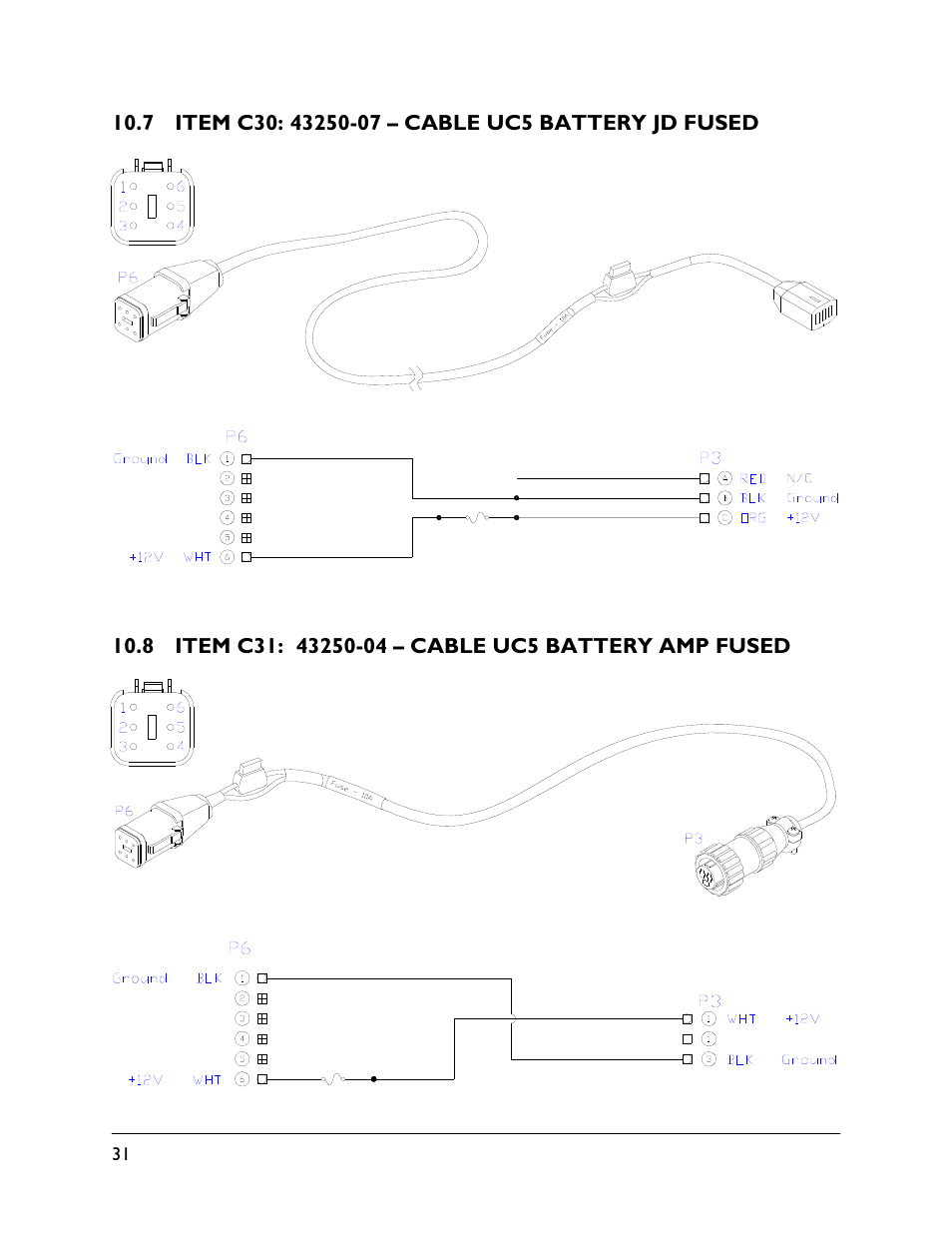 7 item c30: 43250-07, 8 item c31: 43250-04 | NORAC UC4.5-BC-NT4 User Manual | Page 34 / 35