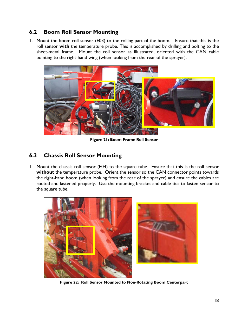 2 boom roll sensor mounting, 3 chassis roll sensor mounting | NORAC UC4.5-BC-RA1 User Manual | Page 21 / 42