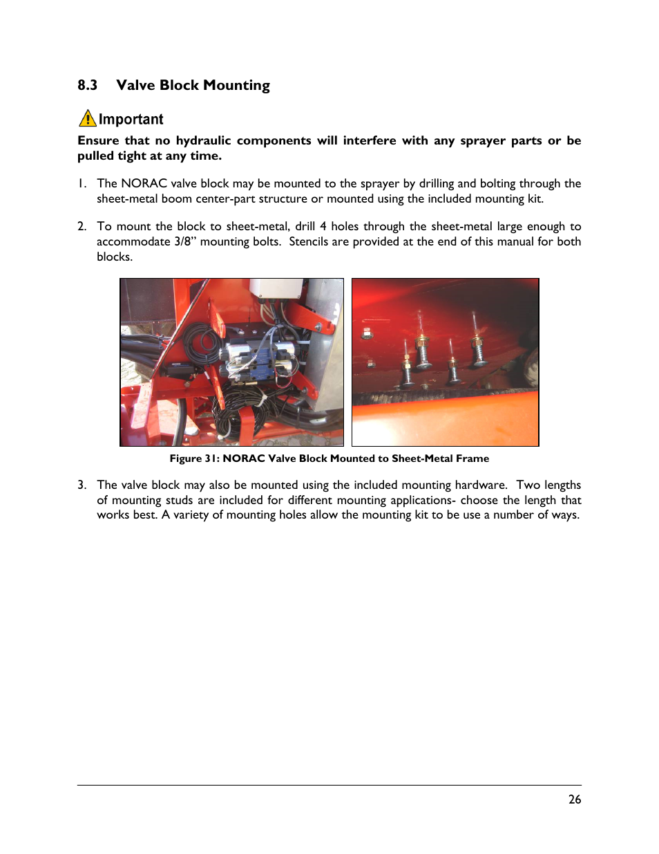 3 valve block mounting | NORAC UC4.5-BC-RA1 User Manual | Page 29 / 42