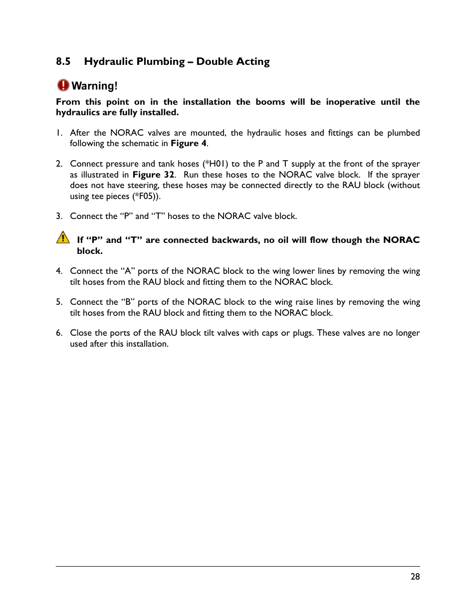 5 hydraulic plumbing – double acting | NORAC UC4.5-BC-RA1 User Manual | Page 31 / 42