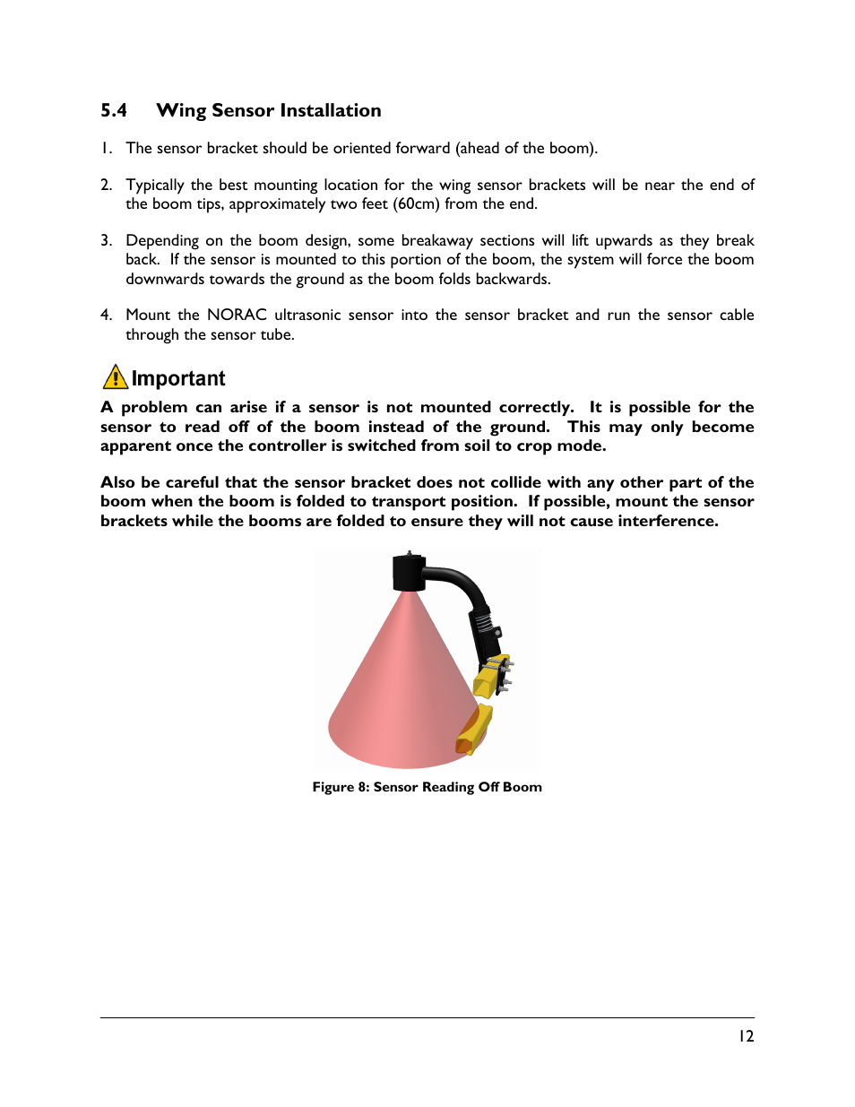 4 wing sensor installation | NORAC UC4.5-BC-RG5 User Manual | Page 15 / 35