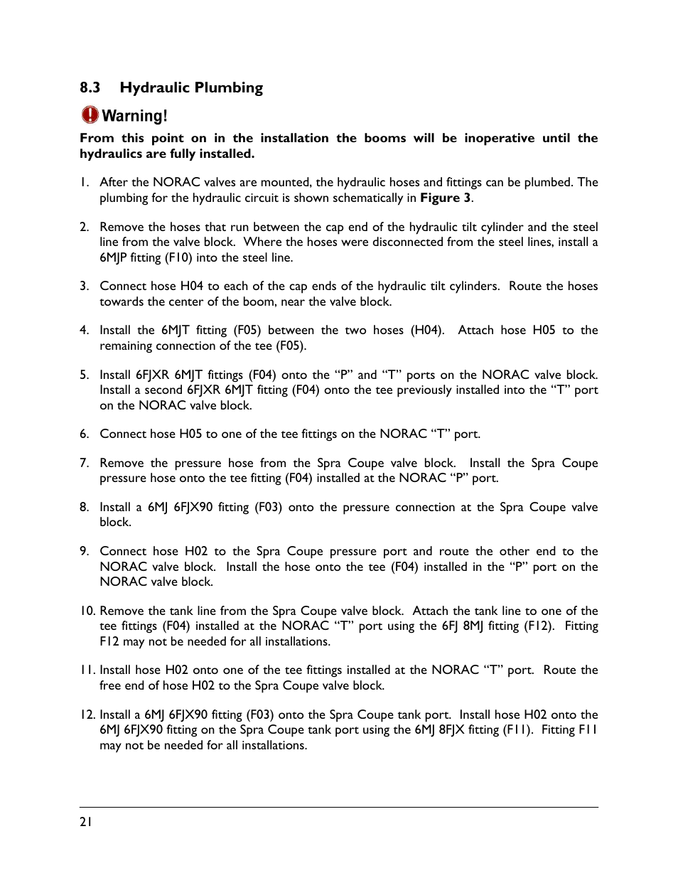 3 hydraulic plumbing | NORAC UC4.5-BC-SC2 User Manual | Page 24 / 33