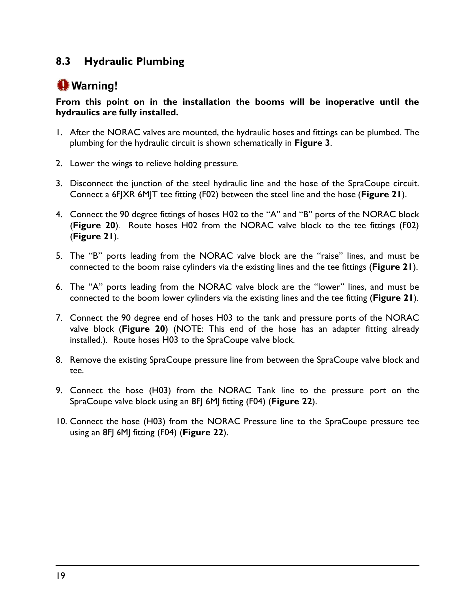 3 hydraulic plumbing | NORAC UC4.5-BC-SM2 User Manual | Page 22 / 30