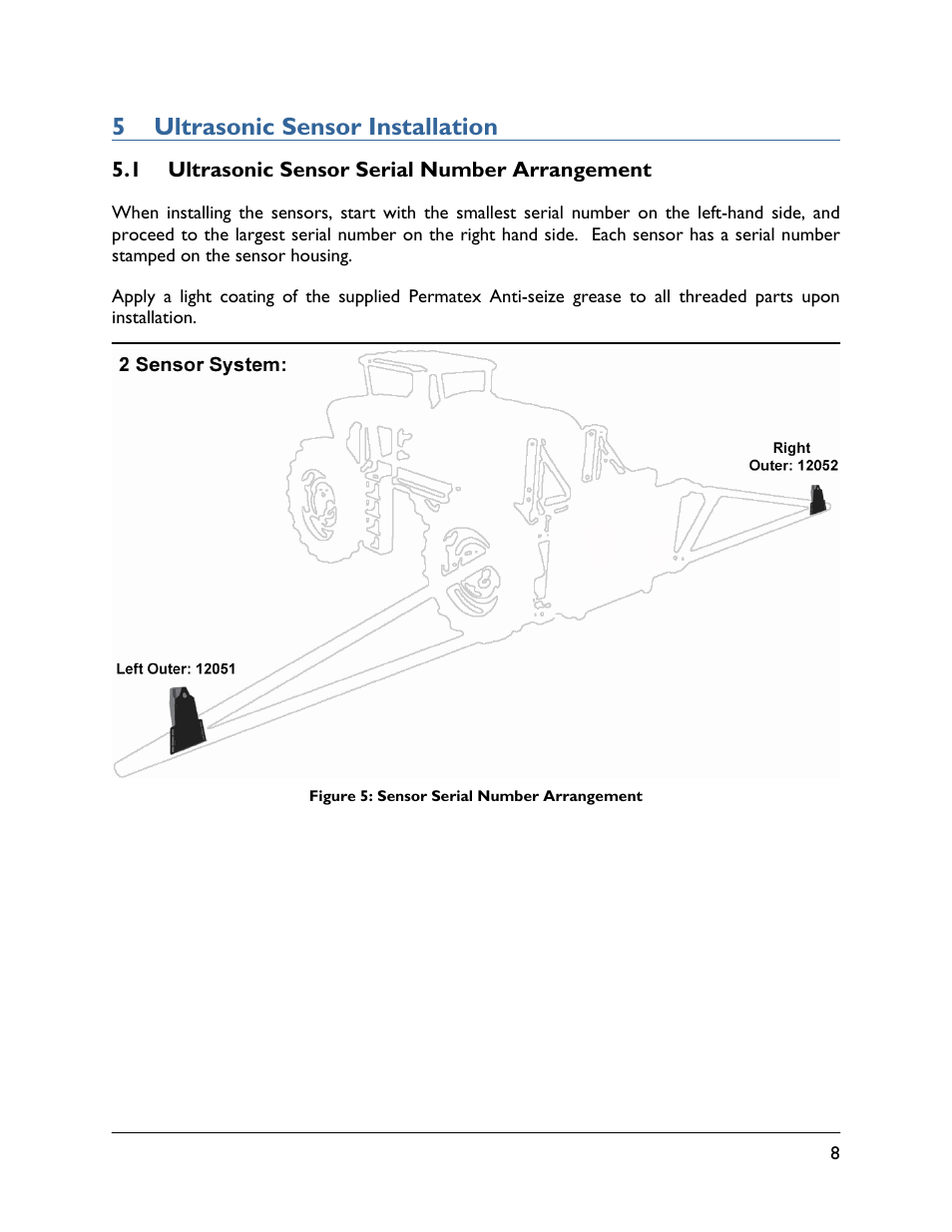 5 ultrasonic sensor installation, 1 ultrasonic sensor serial number arrangement | NORAC UC4.5-BC-SS1 User Manual | Page 11 / 34