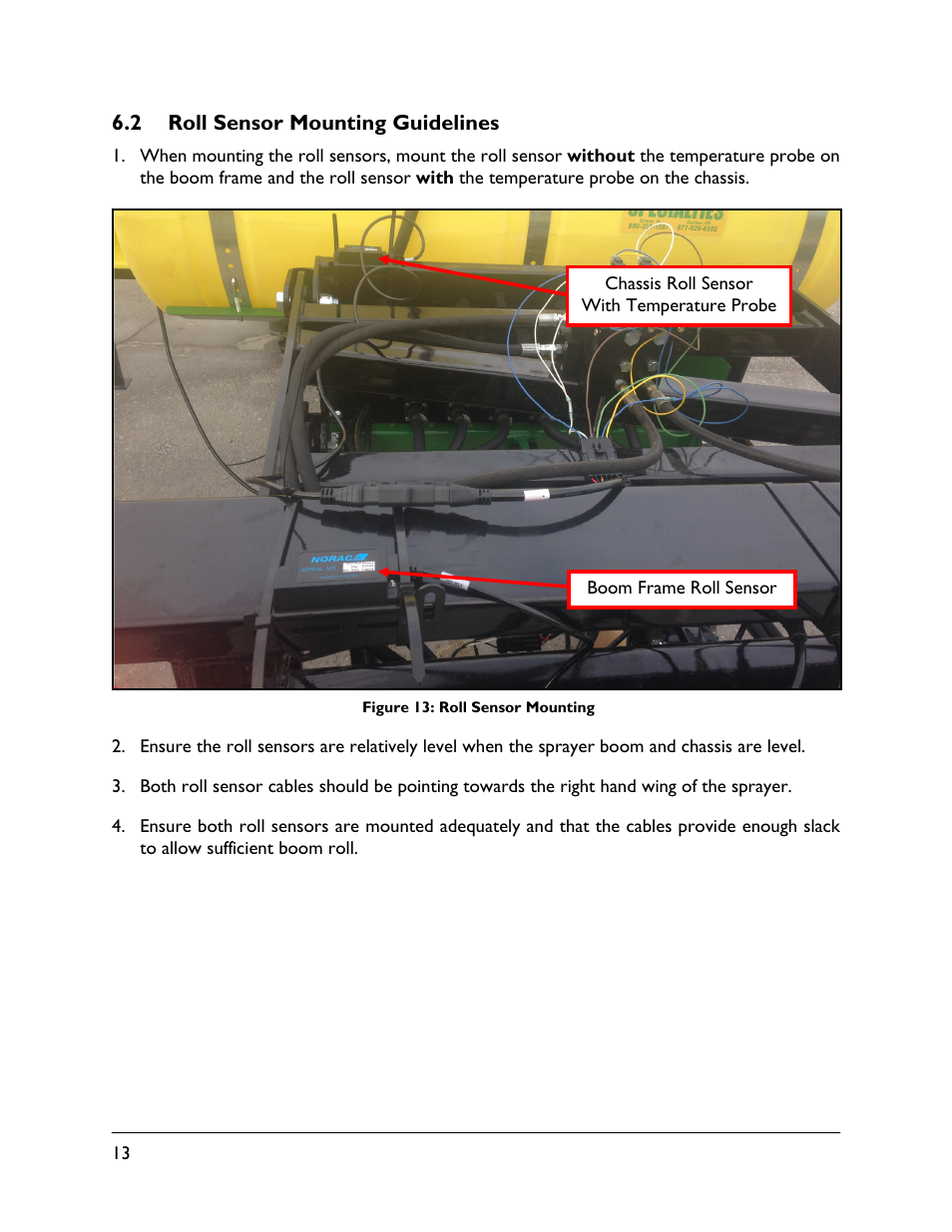 2 roll sensor mounting guidelines | NORAC UC4.5-BC-SS1 User Manual | Page 16 / 34