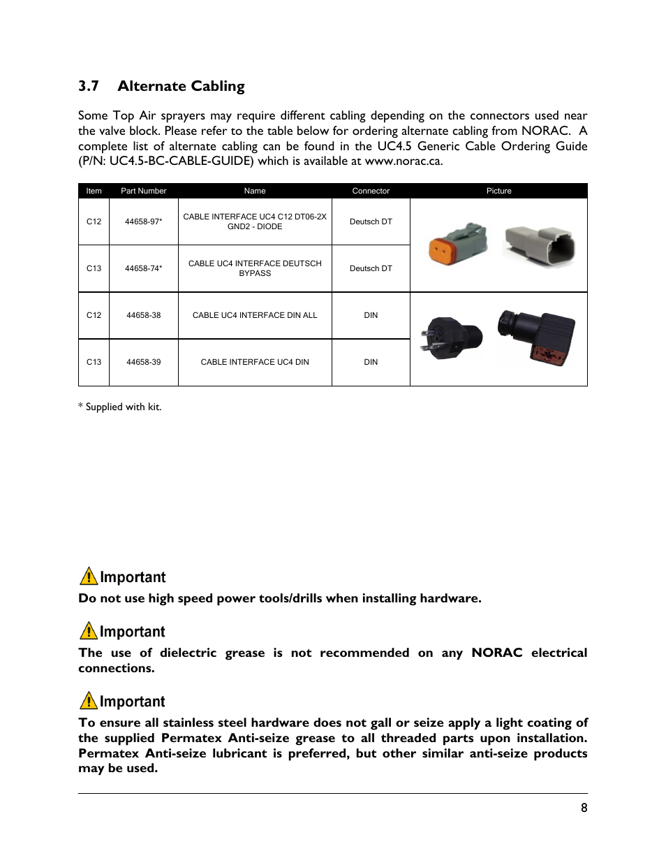 7 alternate cabling | NORAC UC4.5-BC-TA1 User Manual | Page 11 / 36