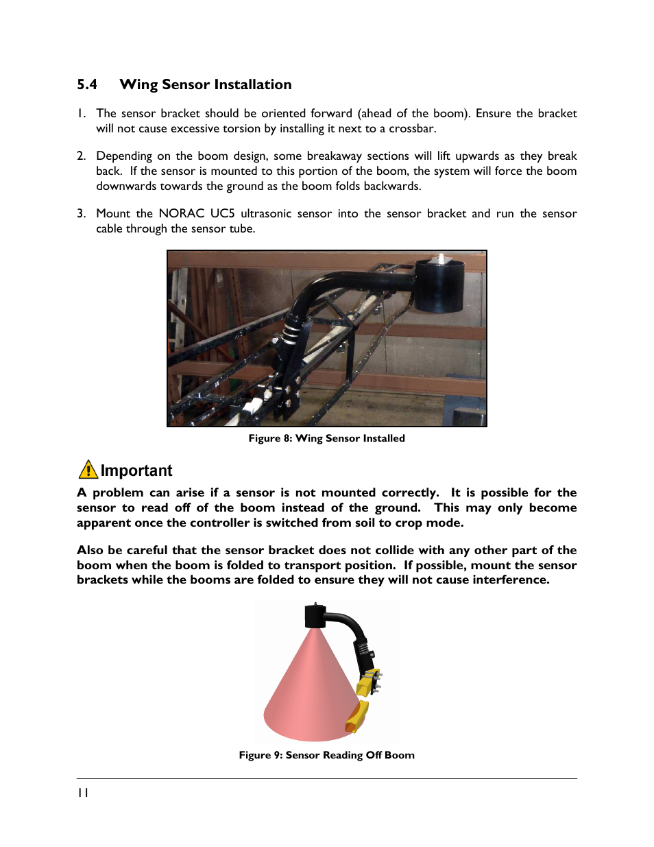 4 wing sensor installation | NORAC UC4.5-BC-VS1 User Manual | Page 14 / 33