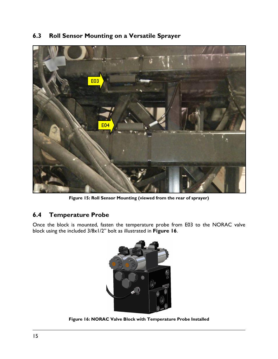 3 roll sensor mounting on a versatile sprayer, 4 temperature probe | NORAC UC4.5-BC-VS1 User Manual | Page 18 / 33