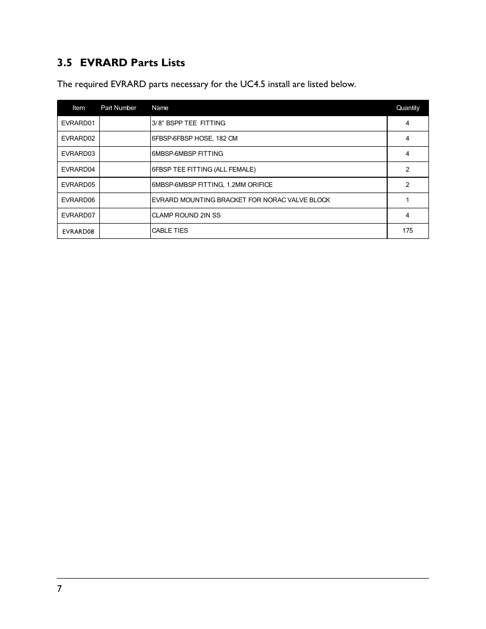 5 evrard parts lists | NORAC UC4.5-BC-EV1 User Manual | Page 10 / 34