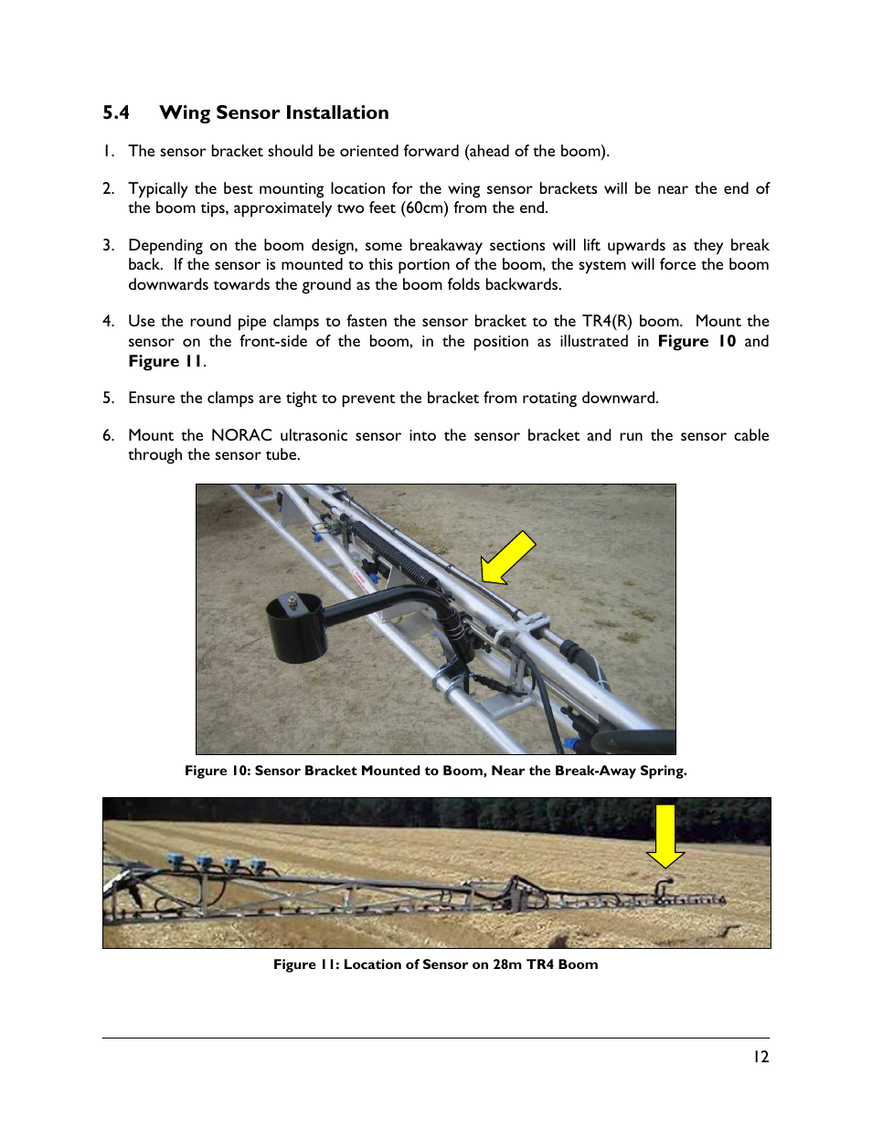 4 wing sensor installation | NORAC UC4.5-BC-EV1 User Manual | Page 15 / 34