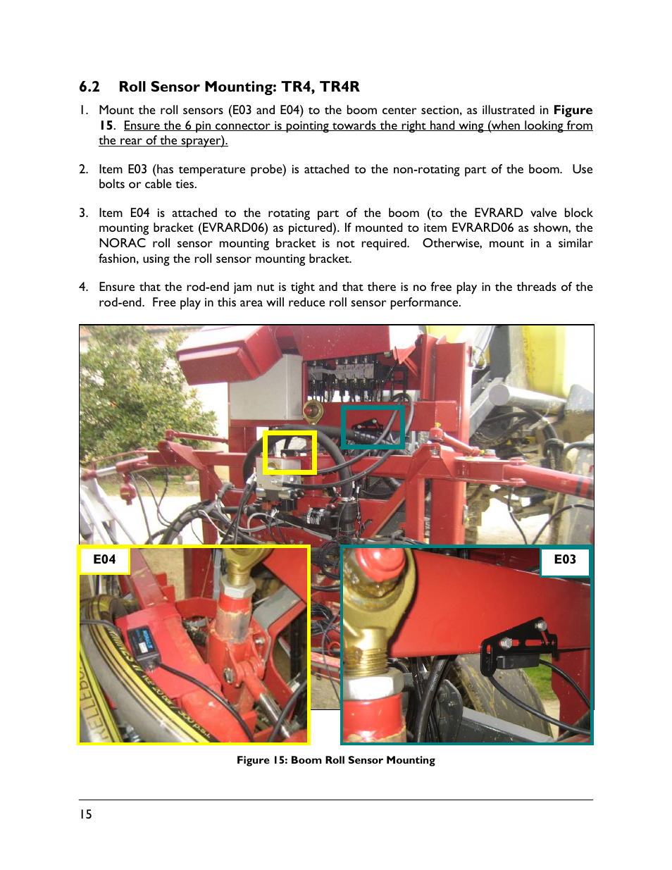 2 roll sensor mounting: tr4, tr4r | NORAC UC4.5-BC-EV1 User Manual | Page 18 / 34