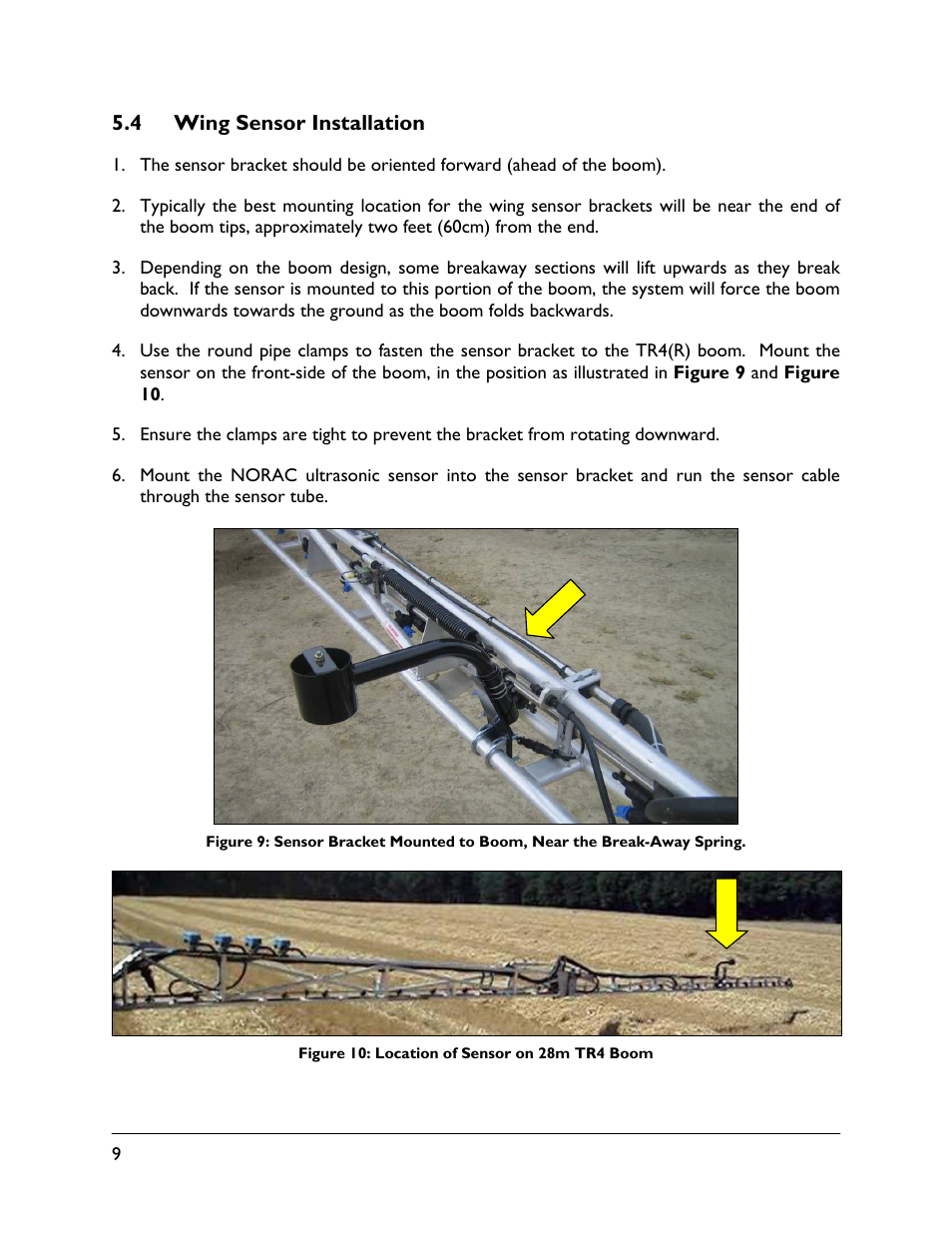 4 wing sensor installation | NORAC UC4.5-BC-EV5 Part 1 User Manual | Page 12 / 23