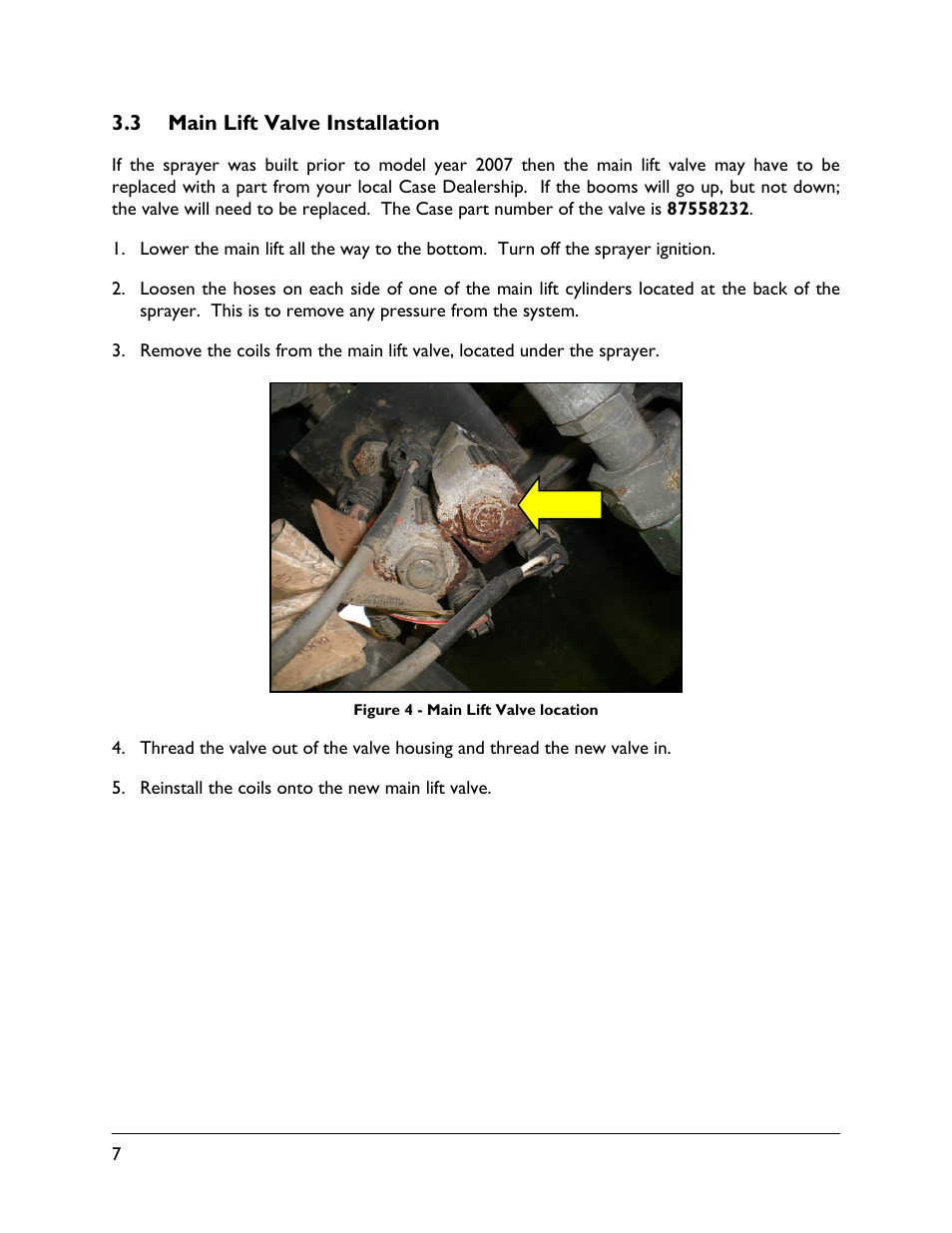 3 main lift valve installation | NORAC UC4.5-CS4 User Manual | Page 10 / 20