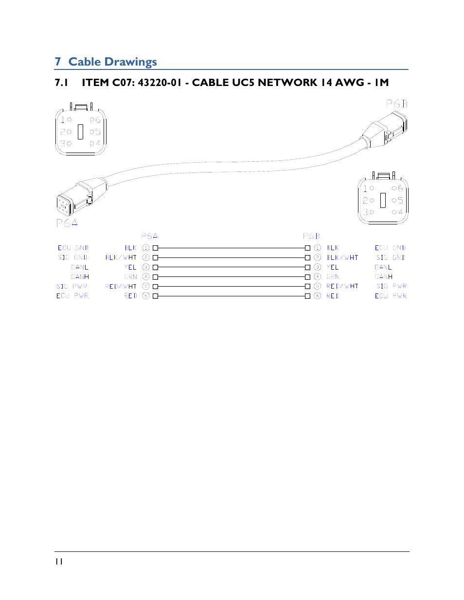 7 cable drawings, 1 item c07: 43220-01 | NORAC UC4.5-JD13 User Manual | Page 14 / 16