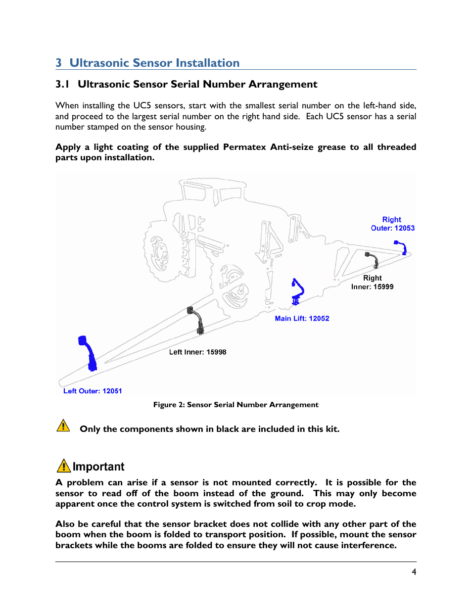 3 ultrasonic sensor installation, 1 ultrasonic sensor serial number arrangement | NORAC 5465BC-SM User Manual | Page 7 / 13