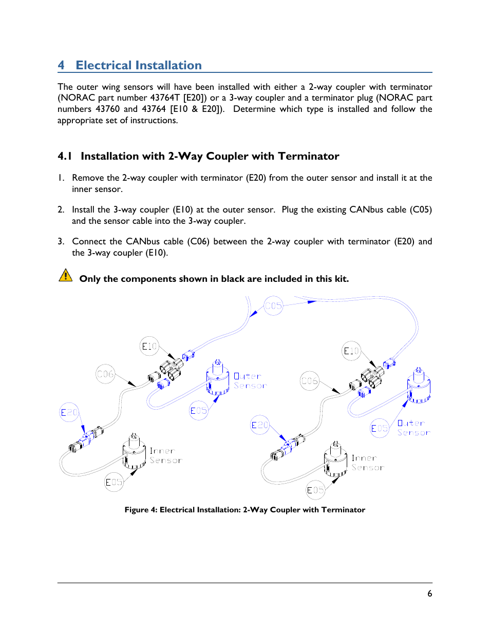 4 electrical installation, 1 installation with 2-way coupler with terminator | NORAC 5465BC-SM User Manual | Page 9 / 13