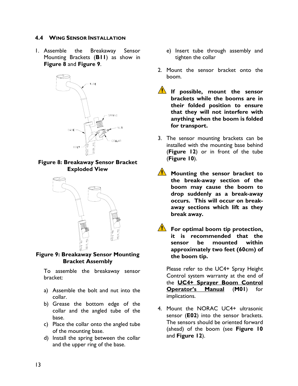 4 wing sensor installation | NORAC UC4+BC+AN2 User Manual | Page 16 / 47