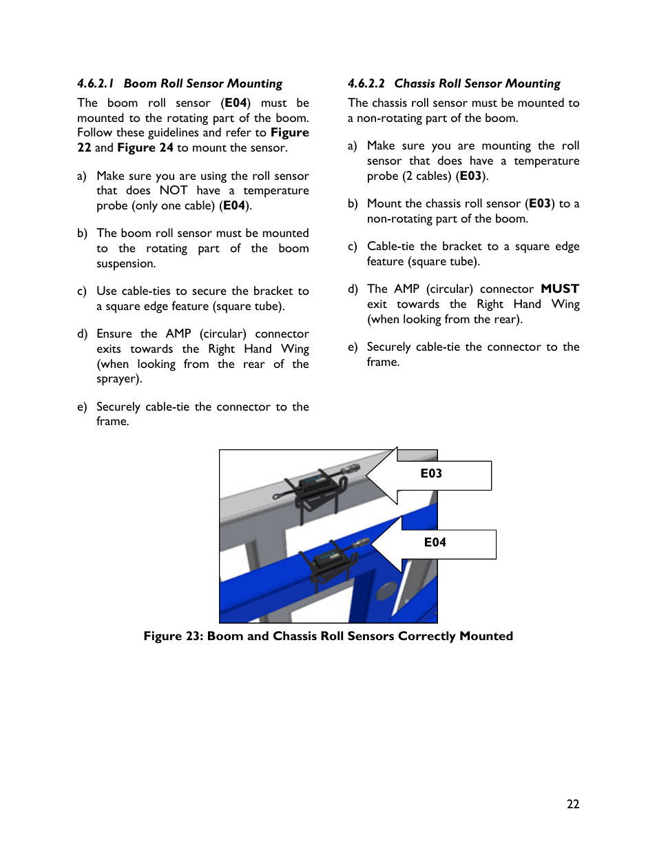 1 boom roll sensor mounting, 2 chassis roll sensor mounting | NORAC UC4+BC+AN2 User Manual | Page 25 / 47