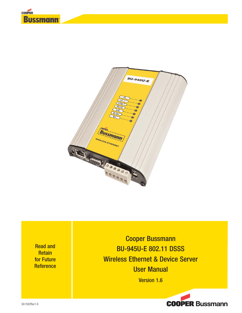 Cooper Bussmann VERSION 1.6 BU-945U-E 802.11 DSSS User Manual | 82 pages