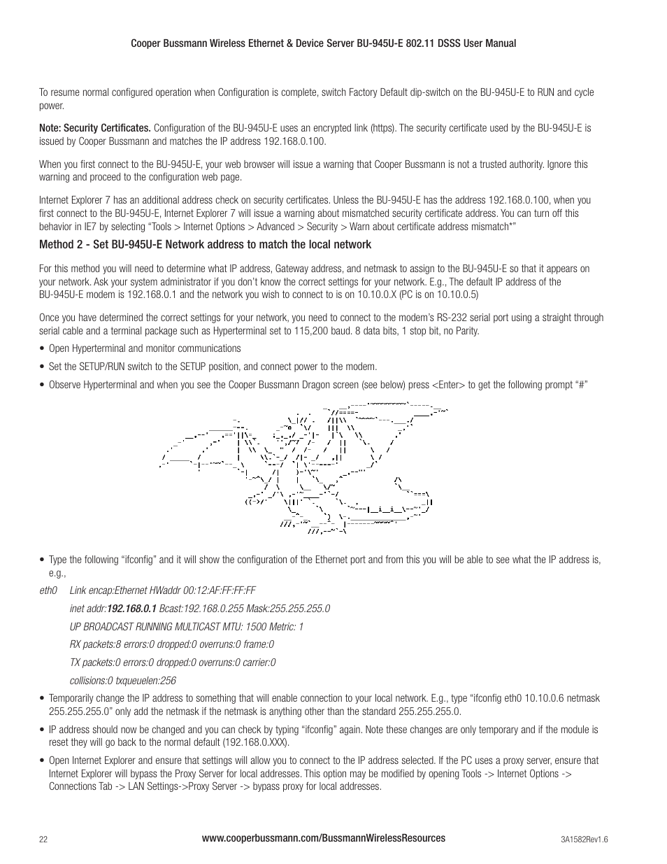Cooper Bussmann VERSION 1.6 BU-945U-E 802.11 DSSS User Manual | Page 22 / 82